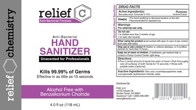 Relief C Hand Sanitizer 4 Oz (Relief C Hand Sanitizer 4 Oz Label)